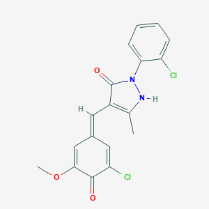 molecular formula C18H14Cl2N2O3 B330274 4-[(Z)-(3-chloro-5-methoxy-4-oxocyclohexa-2,5-dien-1-ylidene)methyl]-2-(2-chlorophenyl)-5-methyl-1H-pyrazol-3-one 