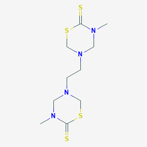 molecular formula C10H18N4S4 B3302756 2H-1,3,5-Thiadiazine-2-thione, 5,5'-(1,2-ethanediyl)bis[tetrahydro-3-methyl- CAS No. 91900-97-9