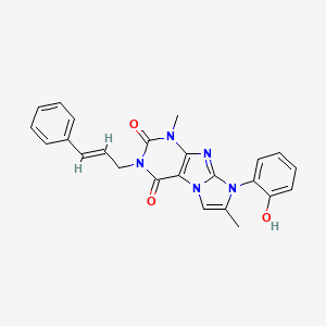 molecular formula C24H21N5O3 B3302757 3-cinnamyl-8-(2-hydroxyphenyl)-1,7-dimethyl-1H-imidazo[2,1-f]purine-2,4(3H,8H)-dione CAS No. 919009-17-9