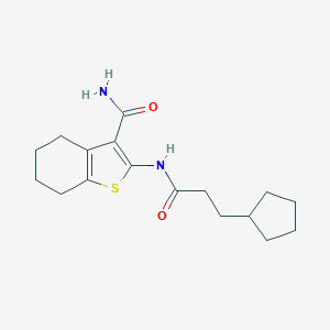 molecular formula C17H24N2O2S B330276 2-[(3-Cyclopentylpropanoyl)amino]-4,5,6,7-tetrahydro-1-benzothiophene-3-carboxamide 