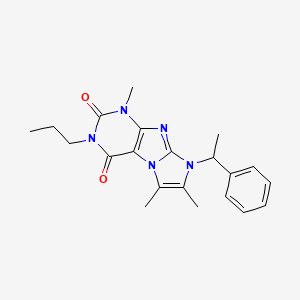 molecular formula C21H25N5O2 B3302765 4,7,8-Trimethyl-6-(1-phenylethyl)-2-propylpurino[7,8-a]imidazole-1,3-dione CAS No. 919012-07-0