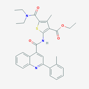 Ethyl 5-(diethylcarbamoyl)-4-methyl-2-({[2-(2-methylphenyl)quinolin-4-yl]carbonyl}amino)thiophene-3-carboxylate