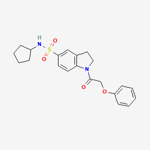 molecular formula C21H24N2O4S B3302795 1-{5-[(Cyclopentylamino)sulfonyl]indolinyl}-2-phenoxyethan-1-one CAS No. 919019-26-4