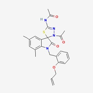 molecular formula C25H26N4O4S B3302854 N-(3'-acetyl-5,7-dimethyl-2-oxo-1-{[2-(prop-2-en-1-yloxy)phenyl]methyl}-1,2-dihydro-3'H-spiro[indole-3,2'-[1,3,4]thiadiazole]-5'-yl)acetamide CAS No. 919212-70-7