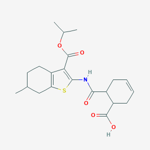 molecular formula C21H27NO5S B330286 6-({[3-(Isopropoxycarbonyl)-6-methyl-4,5,6,7-tetrahydro-1-benzothien-2-yl]amino}carbonyl)-3-cyclohexene-1-carboxylic acid 