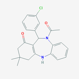 molecular formula C23H23ClN2O2 B330288 5-Acetyl-6-(3-chlorophenyl)-9,9-dimethyl-6,8,10,11-tetrahydrobenzo[b][1,4]benzodiazepin-7-one 