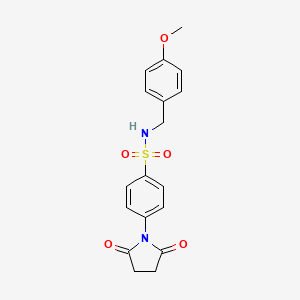 molecular formula C18H18N2O5S B3302925 1-[4-({[(4-Methoxyphenyl)methyl]amino}sulfonyl)phenyl]azolidine-2,5-dione CAS No. 919623-30-6