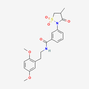 molecular formula C21H24N2O6S B3302952 N-(2,5-dimethoxyphenethyl)-3-(4-methyl-1,1-dioxido-3-oxoisothiazolidin-2-yl)benzamide CAS No. 919629-95-1