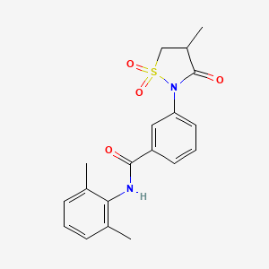 molecular formula C19H20N2O4S B3302968 N-(2,6-dimethylphenyl)-3-(4-methyl-1,1-dioxido-3-oxoisothiazolidin-2-yl)benzamide CAS No. 919633-69-5