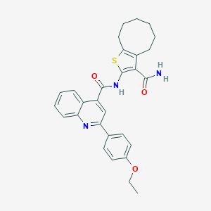 molecular formula C29H29N3O3S B330297 N-(3-carbamoyl-4,5,6,7,8,9-hexahydrocycloocta[b]thiophen-2-yl)-2-(4-ethoxyphenyl)quinoline-4-carboxamide 