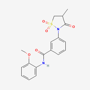 molecular formula C18H18N2O5S B3302979 N-(2-methoxyphenyl)-3-(4-methyl-1,1-dioxido-3-oxoisothiazolidin-2-yl)benzamide CAS No. 919633-94-6