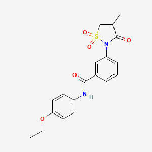 molecular formula C19H20N2O5S B3302981 N-(4-ethoxyphenyl)-3-(4-methyl-1,1-dioxido-3-oxoisothiazolidin-2-yl)benzamide CAS No. 919633-98-0