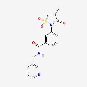 molecular formula C17H17N3O4S B3302991 3-(4-methyl-1,1-dioxido-3-oxoisothiazolidin-2-yl)-N-(pyridin-3-ylmethyl)benzamide CAS No. 919659-24-8