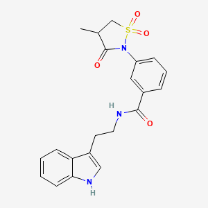 molecular formula C21H21N3O4S B3302992 N-(2-(1H-indol-3-yl)ethyl)-3-(4-methyl-1,1-dioxido-3-oxoisothiazolidin-2-yl)benzamide CAS No. 919659-44-2