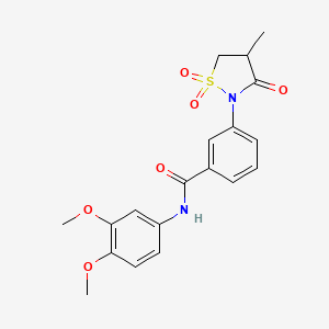 molecular formula C19H20N2O6S B3303000 N-(3,4-dimethoxyphenyl)-3-(4-methyl-1,1-dioxido-3-oxoisothiazolidin-2-yl)benzamide CAS No. 919662-77-4