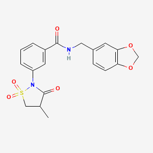 N-(benzo[d][1,3]dioxol-5-ylmethyl)-3-(4-methyl-1,1-dioxido-3-oxoisothiazolidin-2-yl)benzamide