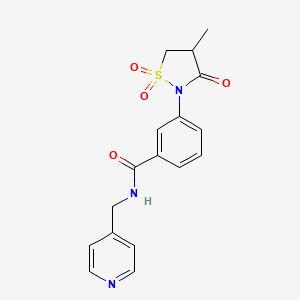 molecular formula C17H17N3O4S B3303017 3-(4-methyl-1,1-dioxido-3-oxoisothiazolidin-2-yl)-N-(pyridin-4-ylmethyl)benzamide CAS No. 919667-13-3