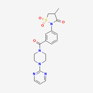 molecular formula C19H21N5O4S B3303024 4-Methyl-2-(3-(4-(pyrimidin-2-yl)piperazine-1-carbonyl)phenyl)isothiazolidin-3-one 1,1-dioxide CAS No. 919667-53-1