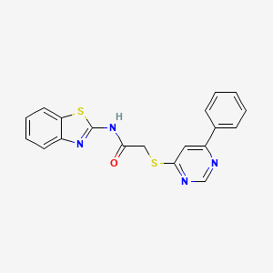 molecular formula C19H14N4OS2 B3303031 N-(benzo[d]thiazol-2-yl)-2-((6-phenylpyrimidin-4-yl)thio)acetamide CAS No. 919668-26-1