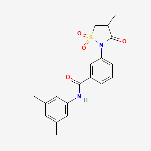 molecular formula C19H20N2O4S B3303035 N-(3,5-dimethylphenyl)-3-(4-methyl-1,1-dioxido-3-oxoisothiazolidin-2-yl)benzamide CAS No. 919671-11-7
