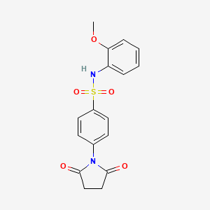 molecular formula C17H16N2O5S B3303043 1-(4-{[(2-Methoxyphenyl)amino]sulfonyl}phenyl)azolidine-2,5-dione CAS No. 919681-26-8