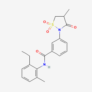 molecular formula C20H22N2O4S B3303054 N-(2-ethyl-6-methylphenyl)-3-(4-methyl-1,1-dioxido-3-oxoisothiazolidin-2-yl)benzamide CAS No. 919683-07-1