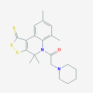 molecular formula C21H26N2OS3 B330306 2-(piperidin-1-yl)-1-(4,4,6,8-tetramethyl-1-thioxo-1,4-dihydro-5H-[1,2]dithiolo[3,4-c]quinolin-5-yl)ethanone 