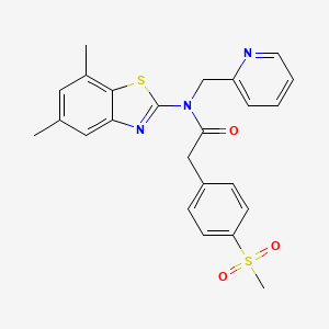 molecular formula C24H23N3O3S2 B3303075 N-(5,7-dimethylbenzo[d]thiazol-2-yl)-2-(4-(methylsulfonyl)phenyl)-N-(pyridin-2-ylmethyl)acetamide CAS No. 919756-32-4