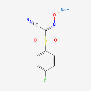molecular formula C8H4ClN2NaO3S B3303084 sodium;(1E)-1-(4-chlorophenyl)sulfonyl-N-oxidomethanimidoyl cyanide CAS No. 91982-77-3