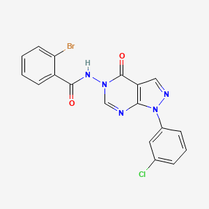 molecular formula C18H11BrClN5O2 B3303091 2-bromo-N-(1-(3-chlorophenyl)-4-oxo-1H-pyrazolo[3,4-d]pyrimidin-5(4H)-yl)benzamide CAS No. 919859-35-1
