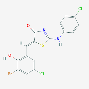 (5Z)-5-[(3-bromo-5-chloro-2-hydroxyphenyl)methylidene]-2-(4-chloroanilino)-1,3-thiazol-4-one