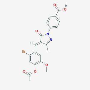 molecular formula C21H17BrN2O6 B330313 4-{4-[4-(acetyloxy)-2-bromo-5-methoxybenzylidene]-3-methyl-5-oxo-4,5-dihydro-1H-pyrazol-1-yl}benzoic acid 