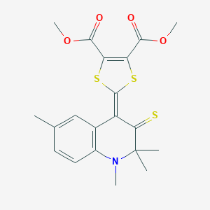 molecular formula C20H21NO4S3 B330320 dimethyl 2-(1,2,2,6-tetramethyl-3-thioxo-2,3-dihydroquinolin-4(1H)-ylidene)-1,3-dithiole-4,5-dicarboxylate 