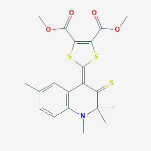 molecular formula C20H21NO4S3 B330320 dimethyl 2-(1,2,2,6-tetramethyl-3-thioxo-2,3-dihydro-4(1H)-quinolinylidene)-1,3-dithiole-4,5-dicarboxylate 