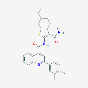 molecular formula C29H29N3O2S B330325 N-(3-carbamoyl-6-ethyl-4,5,6,7-tetrahydro-1-benzothiophen-2-yl)-2-(3,4-dimethylphenyl)quinoline-4-carboxamide 