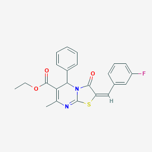 molecular formula C23H19FN2O3S B330326 ethyl 2-(3-fluorobenzylidene)-7-methyl-3-oxo-5-phenyl-2,3-dihydro-5H-[1,3]thiazolo[3,2-a]pyrimidine-6-carboxylate 