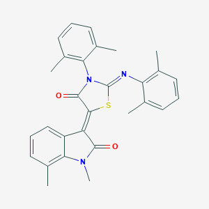 molecular formula C29H27N3O2S B330327 3-{3-(2,6-dimethylphenyl)-2-[(2,6-dimethylphenyl)imino]-4-oxo-1,3-thiazolidin-5-ylidene}-1,7-dimethyl-1,3-dihydro-2H-indol-2-one 