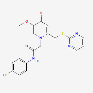 molecular formula C19H17BrN4O3S B3303311 N-(4-bromophenyl)-2-(5-methoxy-4-oxo-2-((pyrimidin-2-ylthio)methyl)pyridin-1(4H)-yl)acetamide CAS No. 920340-09-6
