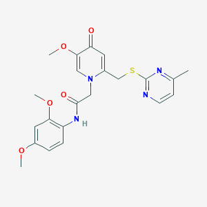 molecular formula C22H24N4O5S B3303318 N-(2,4-dimethoxyphenyl)-2-(5-methoxy-2-(((4-methylpyrimidin-2-yl)thio)methyl)-4-oxopyridin-1(4H)-yl)acetamide CAS No. 920340-89-2