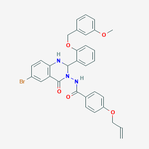 molecular formula C32H28BrN3O5 B330332 4-(allyloxy)-N-(6-bromo-2-{2-[(3-methoxybenzyl)oxy]phenyl}-4-oxo-1,4-dihydro-3(2H)-quinazolinyl)benzamide 