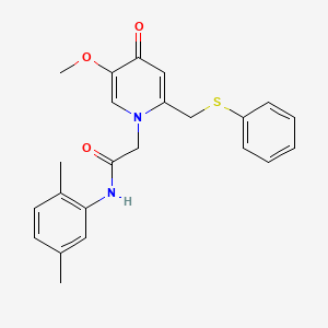 molecular formula C23H24N2O3S B3303331 N-(2,5-dimethylphenyl)-2-(5-methoxy-4-oxo-2-((phenylthio)methyl)pyridin-1(4H)-yl)acetamide CAS No. 920342-67-2