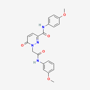 molecular formula C21H20N4O5 B3303358 N-(4-methoxyphenyl)-1-(2-((3-methoxyphenyl)amino)-2-oxoethyl)-6-oxo-1,6-dihydropyridazine-3-carboxamide CAS No. 920366-97-8