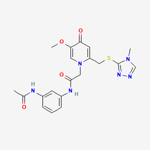 molecular formula C20H22N6O4S B3303378 N-(3-acetamidophenyl)-2-(5-methoxy-2-(((4-methyl-4H-1,2,4-triazol-3-yl)thio)methyl)-4-oxopyridin-1(4H)-yl)acetamide CAS No. 920386-30-7