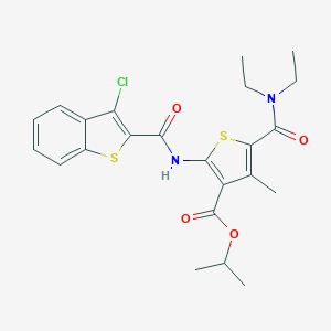 molecular formula C23H25ClN2O4S2 B330343 Isopropyl 2-{[(3-chloro-1-benzothien-2-yl)carbonyl]amino}-5-[(diethylamino)carbonyl]-4-methyl-3-thiophenecarboxylate 