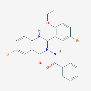 molecular formula C23H19Br2N3O3 B330344 N-(6-bromo-2-(5-bromo-2-ethoxyphenyl)-4-oxo-1,4-dihydro-3(2H)-quinazolinyl)benzamide 