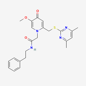 molecular formula C23H26N4O3S B3303441 2-(2-(((4,6-dimethylpyrimidin-2-yl)thio)methyl)-5-methoxy-4-oxopyridin-1(4H)-yl)-N-phenethylacetamide CAS No. 920410-07-7