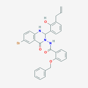 molecular formula C31H26BrN3O4 B330348 N-(2-(3-allyl-2-hydroxyphenyl)-6-bromo-4-oxo-1,4-dihydro-3(2H)-quinazolinyl)-2-(benzyloxy)benzamide 