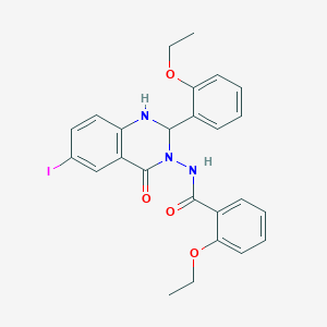 molecular formula C25H24IN3O4 B330354 2-ethoxy-N-(2-(2-ethoxyphenyl)-6-iodo-4-oxo-1,4-dihydro-3(2H)-quinazolinyl)benzamide 