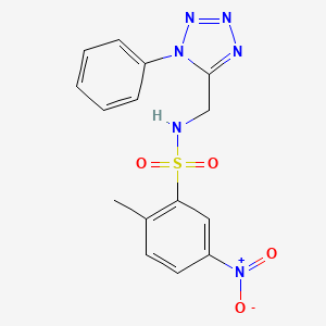 molecular formula C15H14N6O4S B3303549 2-methyl-5-nitro-N-((1-phenyl-1H-tetrazol-5-yl)methyl)benzenesulfonamide CAS No. 921060-75-5