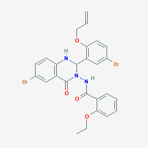 molecular formula C26H23Br2N3O4 B330356 N-(2-[2-(allyloxy)-5-bromophenyl]-6-bromo-4-oxo-1,4-dihydro-3(2H)-quinazolinyl)-2-ethoxybenzamide 